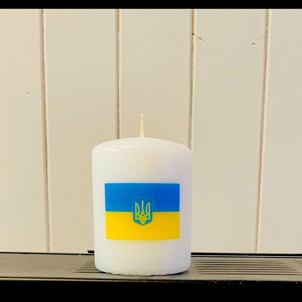 Custom Ukrainian candle.